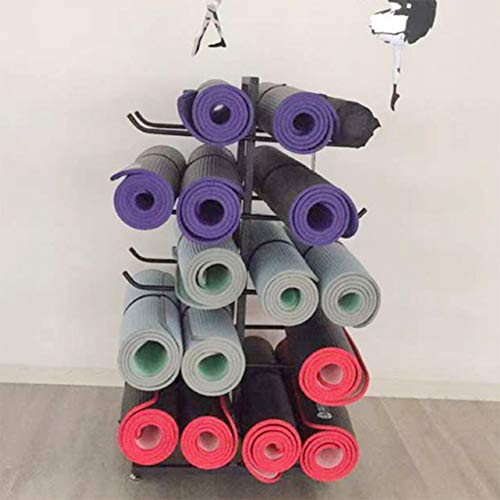 Retyion Metal Yoga Mat Foam Rollers Organizer Rack for Home Gym (White)