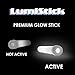 Lumistick 6 Inch Premium Glow Sticks | 15mm Thick Flat Bottom Illuminating Glowing Sticks | Waterproof & Non-Toxic Light Up Neon Sticks with Hook for Camping & Hiking (White, 25 Glow Sticks)