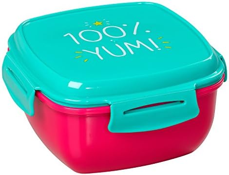 Happy Jackson 100% Yum Salad Lunch Box, Green & Red, 9 x 14.9 x 14.9 cm