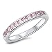 Oxford Diamond Co Simulated Pink Sapphire Princess Cut Eternity Band .925 Sterling Silver Ring Size 4-10