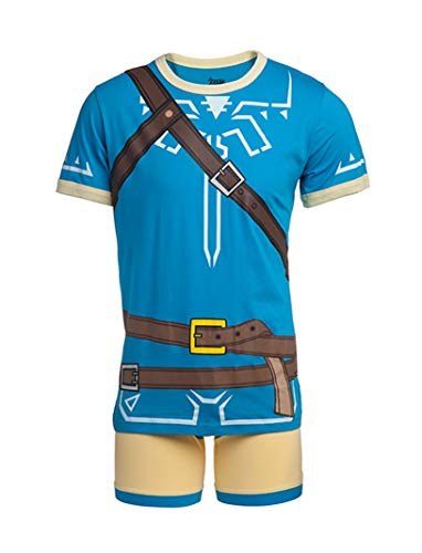 Nintendo Men's Video Game Boxer Brief Underwear and T-Shirt Set, Zelda Blue, Large