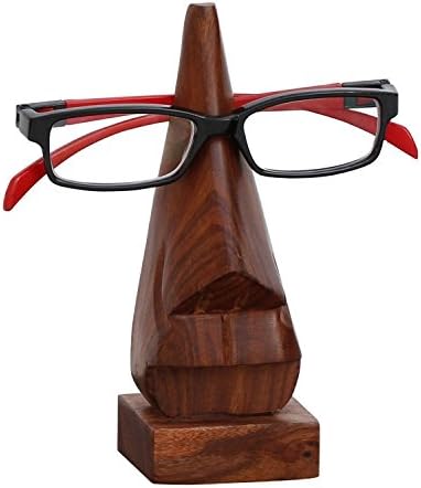 Eyeglass Holder Spectacle Stand Wooden Hand Carved Nose Shaped , Dressing Table Accessory Writing Desk Accessory Spectacle Stand Wooden Hand Carved Nose Shaped - 6.5"