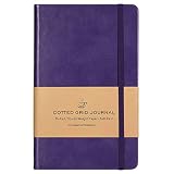 Dotted Grid Notebook/Journal - Dot Grid Hard Cover Notebook, Premium Thick Paper with Fine Inner Pocket, Purple Smooth Faux Leather, 5''&times;8.25''