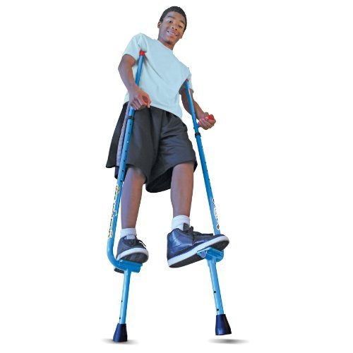 Original Walkaroo Steel Stilts by Air Kicks with Ergonomic Design for Easy Balance Walking, Assorted Colors (Blue or Red)
