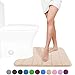 Yimobra Memory Foam Toilet Bath Mat U-Shaped, Soft and Comfortable, Super Water Absorption, Non-Slip, Thick, Machine Wash and Easier to Dry for Bathroom Commode Contour Rug, 24 X 20 Inches, Beige
