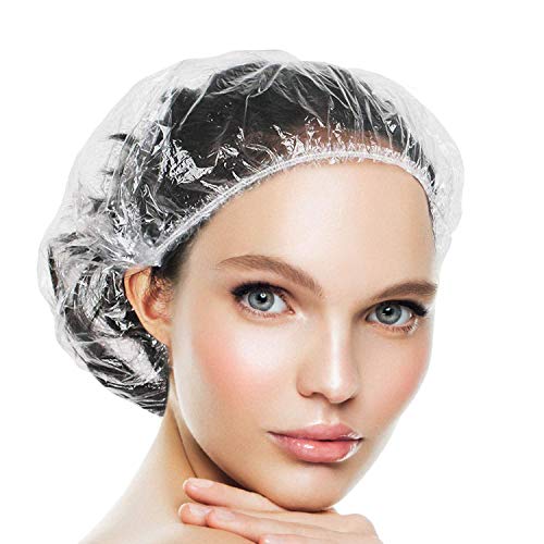 Disposable Shower Caps, 200 Pcs Plastic Waterproof Clear Shower Caps Bath Shower for Women, Hotel and Hair Salon, Travel and Home Use - Thumbnail 7