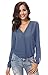 Urban CoCo Womens V Neck Ruffled Shoulder Business Causal Chiffon Blouse Button Down Shirts (L, Greyish Blue)