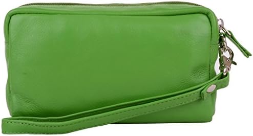 Ladies / Womens Small Soft Leather Cosmetics Pouch / Makeup / Clutch / Money Bag - Green