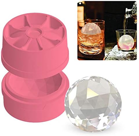 Ice Cube Mold Trays, Sphere Ice Ball Maker With Lid, 55MM 3D Sphere Diamond, Food Grade Silicone Ice Mold For Chilling Bourbon Whiskey, Cocktail, Beverages
