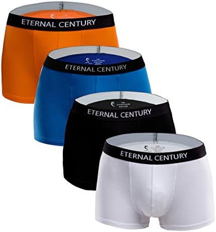 ETERNAL CENTURY Men's Underwear Cotton Stretch Low-Rise Boxer Briefs (4-Pack)