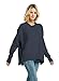 futurino Women's Crew Neck Solid Long Drop Sleeves Loose Knit Pullover Sweaters Black