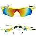 RIVBOS Polarized Sports Sunglasses Sun Glasses with 5 Interchangeable Lenses Fluorescent Color (Green)
