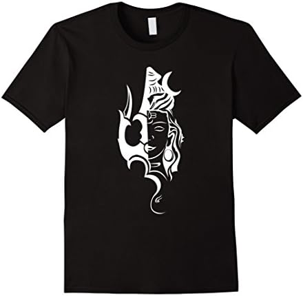 Mens Lord Shiva-OM-Divine Spear Trident Trishul T-Shirt Large Black