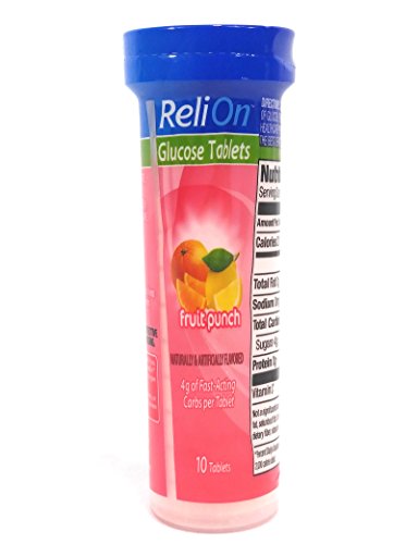 ReliOn Glucose Fruit Punch, 10 Tablets, On-The-Go Tube.