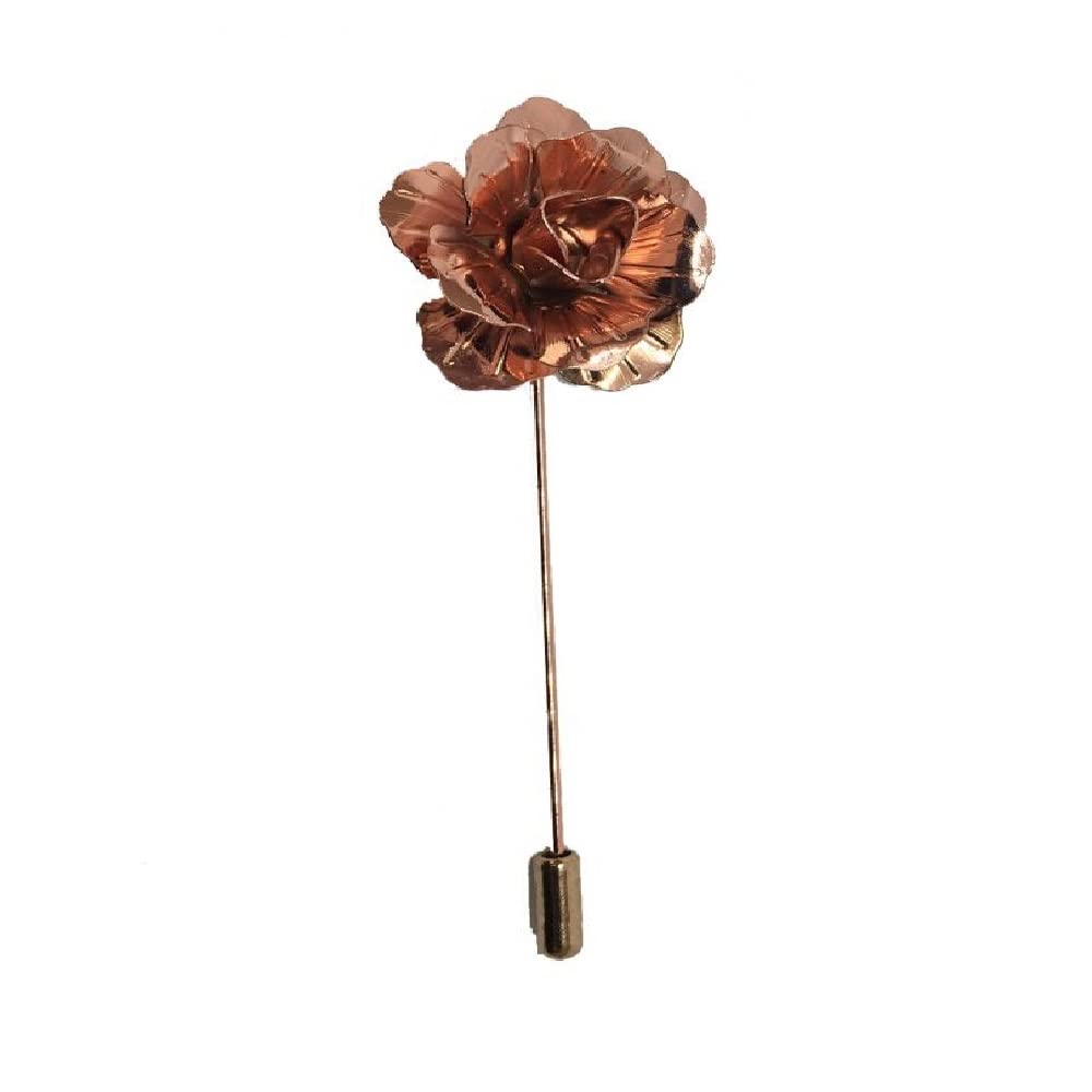 Rose Gold Handmade Metal Flower/Rose Lapel Pin, Buttonhole, Corsage, Boutonniere