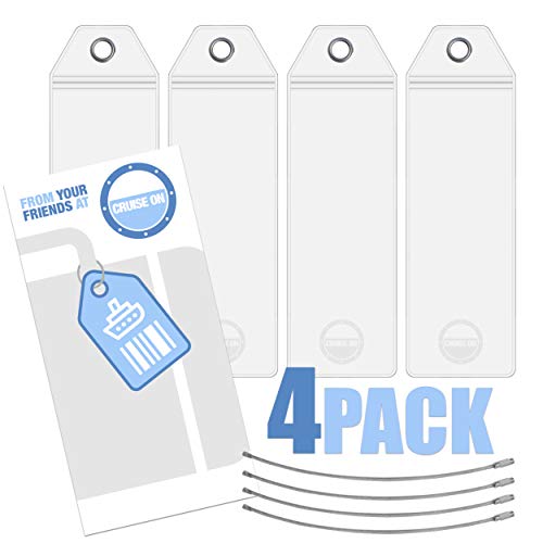 Cruise On Royal Caribbean Cruise Luggage Tag Holder (4 Pack) – Fits All Royal Caribbean Ships, Durable Travel ID Holders for 2025-2026 Cruises, Clear Waterproof Cruise Essentials