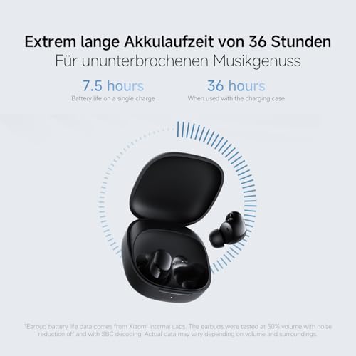 Redmi Buds 6 Play - In-Ear Kopfhörer, 36h Akkulaufzeit, 10mm Dynamik-Treiber mit 4 EQ-Einstellungen, AI-Geräuschunterdrückung für Anrufe, Bluetooth 5.4, Schnellladen für 3h Musik in 10 Minuten, Black 3