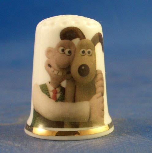 Porcelain China Collectable Thimble -- Wallace & Gromit with Free Gift Box