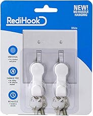 RediHook Key Hook Hanger, No-Drill Keyring Holder Kit, White, Quick Install for Any Standard Wall Plate