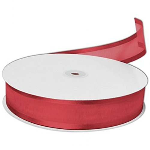 7/8 Inch Organza Satin Edged Ribbon 25 Yard Bolt - Red