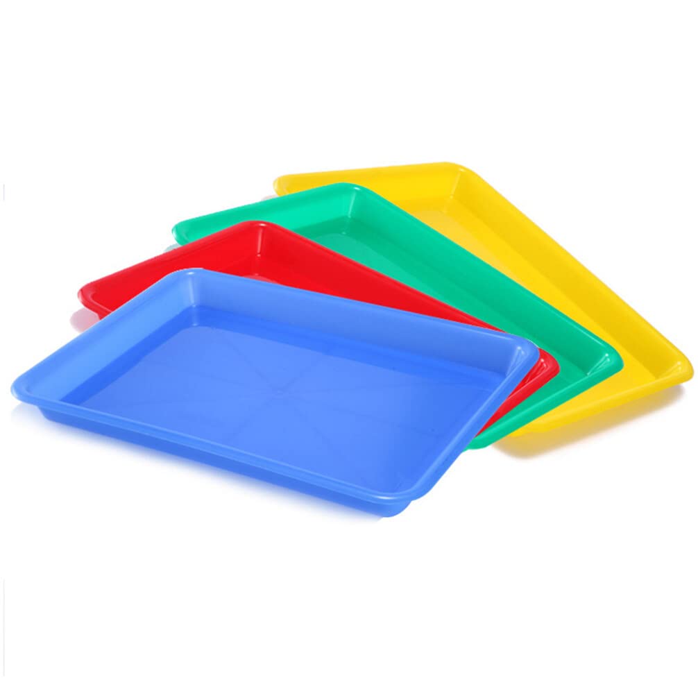 EXCEART 5 Pack Kids Activity Plastic Trays Organizer Tray Serving Tray for School Home Art Crafts, Beads, Water Beads, DIY Projects,Painting,Slime and Sensory Toys, Assorted Colors
