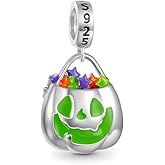 GNOCE Halloween Pumpkin Basket Pendant Charm Sterling Silver Dangle Halloween Charm Fit Bracelet/Necklace for Women Wife/Jewelry Gift