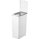 EKO EK6187P-30L-WH Morandi Touch Bin Push Type, White, 1.8 gal (30 L) with Lid, No Inner Box