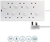 PRO ELEC PEL00028 6 Way Individually Switched Extension Lead 1m White view 2