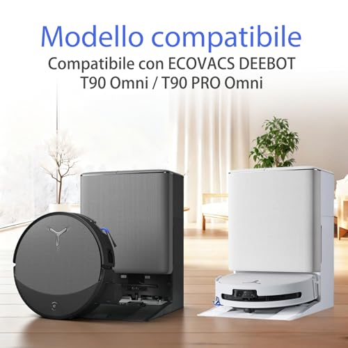 T90 Accessori per ECOVACS DEEBOT T90 Omni / T90 PRO Omni aspirapolvere : 1 spazzola principale, 2 rulli di pulizia, 6 filtri HEPA, 6 sacchetti per la polvere, 6 spazzole laterali, 1 spazzola per la