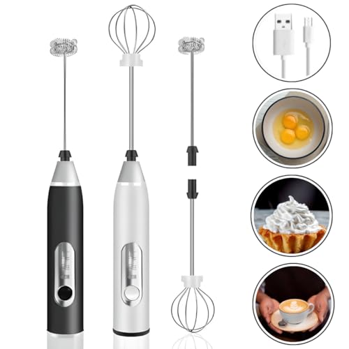 Mini Mixer Portátil USB Recarregável – Espumador de Leite e Café, Batedor de Ovos, Whey e Outras Bebidas, 3 Velocidades