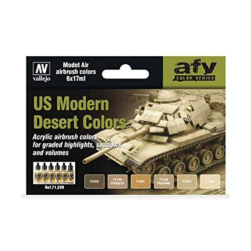 Vallejo Model Air Set - US Modern Desert Colors, 17 ml (Pack of 6)