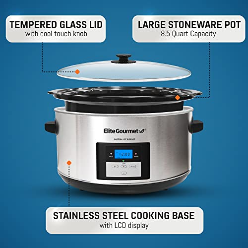 Elite Gourmet MST900D Digital Programmable Slow Cooker, Oval