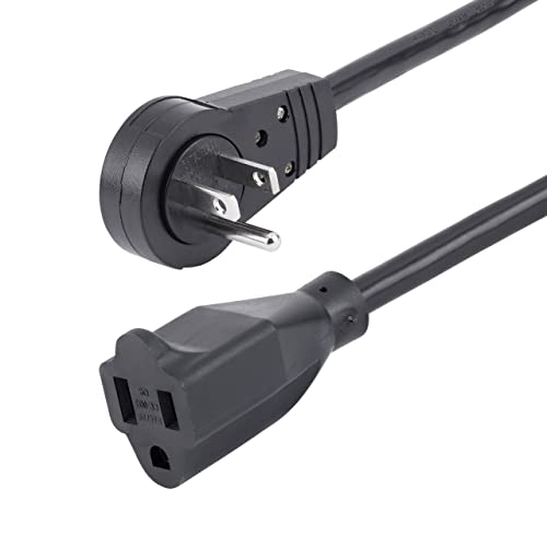 StarTech.com 6ft (2m) Power Extension Cord - 360° Rotating Flat Plug Extension Cord - NEMA 5-15P to NEMA 5-15R, 16 AWG, 125V/13A - Black Short 3-Prong Power Extender Cable (RTPAC1016)