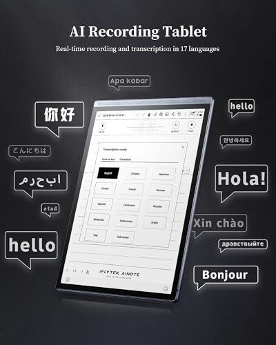AINOTE Air 2, 8.2" AI Smart E Ink Tablet with Stylus & Adjustable Light, AI Model-Powered Multi-Language Transcription, Paper Note-Taking Tablet Digital Notebook Schedule Management for Meetings Study