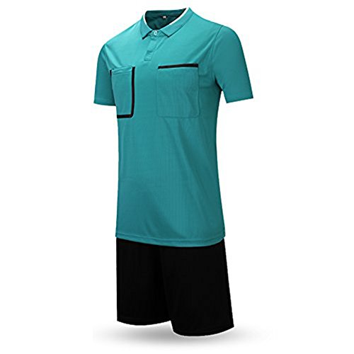Shinestone Men's Soccer Short Sleeves Referee Jersey Referee Short Shirt (0120-Dark Green, Medium)