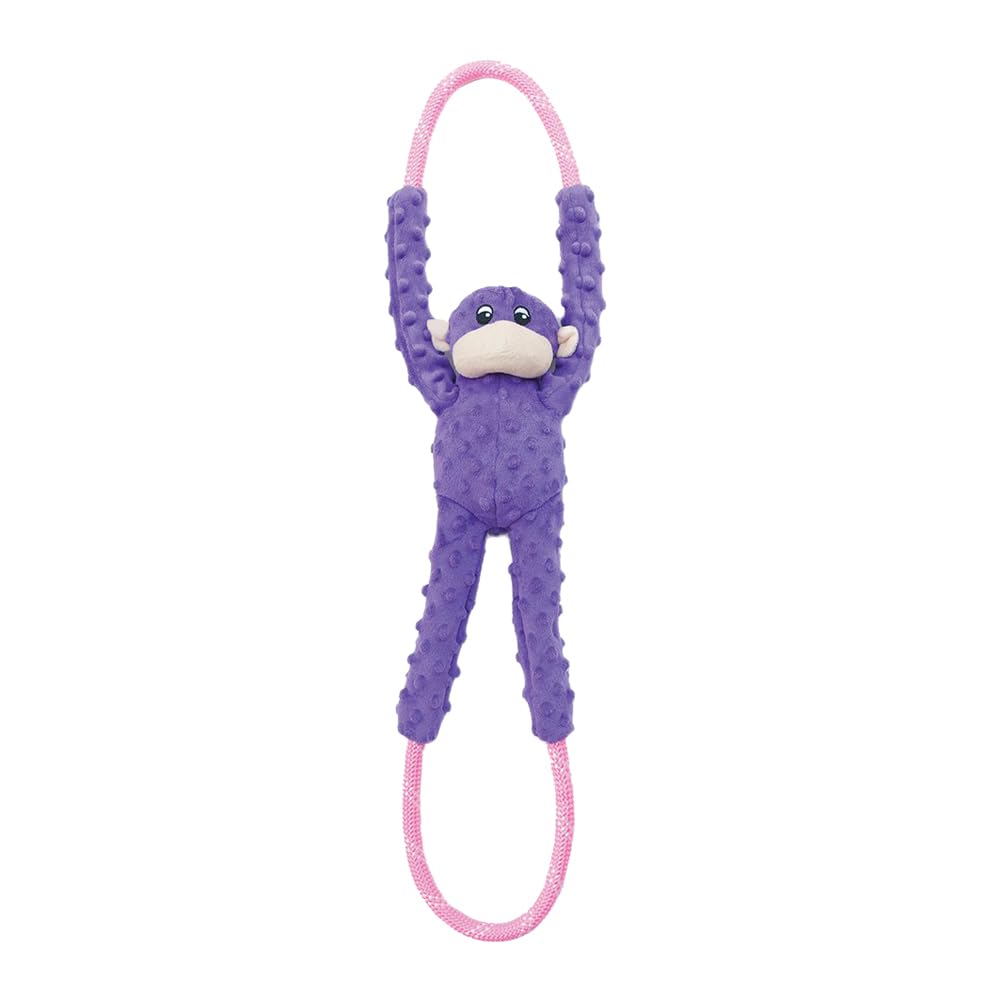 ZippyPaws - Monkey RopeTugz, Squeaky and Plush Rope Tug Dog Toy - Purple — image 1