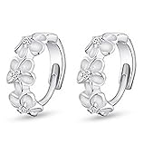 YiYi Operation Flower ear button Clip Silver Plated Hoop Stud Earrings Women's Engagement
