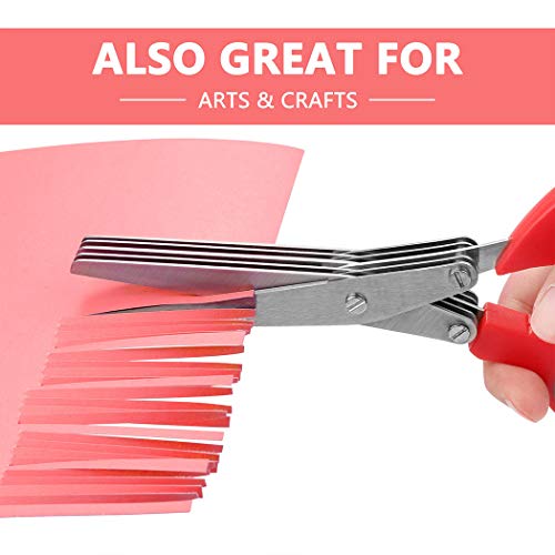 Herb Scissors, Kitchen Shears, Besiva 5 Blades Stainless Steel Multipurpose Vegetable Scissors with Cleaning Brush, Ideal for Snipping Herbs, Office Shredding Paper, Art Handmade Papercut,qwe4 - Thumbnail 5
