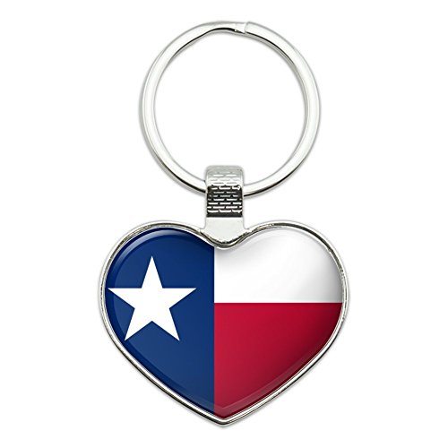 Texas State Flag Heart Love Metal Keychain Key Chain Ring