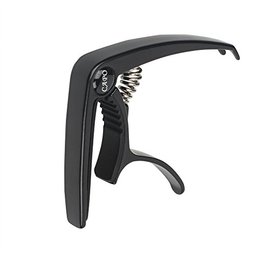 ZEALUX Multifunctional Guitar Capo for Guitars, Ukulele, Banjo, Mandolin, Bass... Ultra Lightweight Aluminum Metal for 4 & 6 & 12 String Instruments - Premium Accessories (Black)