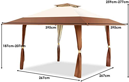 DNNAL Pavillon im Freien, 4 x 4 m wasserdichte Outdoor-Markise Vordach Große Marquee Shelter mit Tragetasche für… – Bild 7