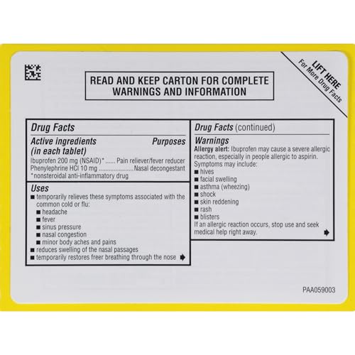 ADVIL SINUS CONGESTION AND PAIN, SINUS RELIEF MEDICINE, PAIN RELIEVER AND FEVER REDUCER WITH IBUPROFEN AND PHENYLEPHRINE HCL – 10 COATED TABLETS