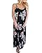 Kidsform Women Floral Maxi Dress Boho Printed Spaghetti Straps V Neck Summer Beach Long Dress