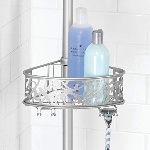 mDesign Bathroom Shower Storage Constant Tension Corner Pole Caddy Adjustable Height, 4