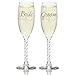 Bride & Groom Silver Champagne Flutes - Elegant Wedding Toast Glass Set For Couples