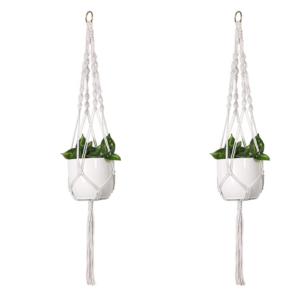 CENPEK 2 Pack 105CM Macrame Plant Hangers, Hanging Planter Baskets Hanger with Tassels Flower Pot Holder Cotton Rope