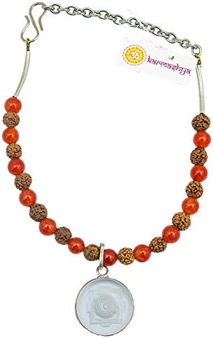 Karmashya 3D Shree Shri Meru Yantra Carnelian Spatik Rudraksha Rudraksh Bracelet Spatika