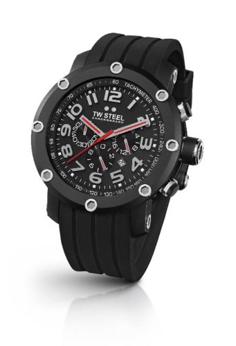 TW Steel Men's TW134 Grandeur Tech Black Rubber Strap Watch