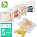Winzwon Reusable Sandwich Bags Clear Leakproof Reusable Storage Bags for Food 5 Pack Ziplock PEVA Food Grade Bags Freezer For Snack Lunch Home Travel Thick Reusable Bag 7.75'' X 8.5''