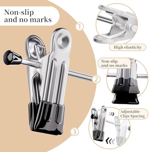 Metal Trouser Hangers, Set of 20, Skirt Hangers, 40 cm Long, Clothes Hangers with Adjustable Clips for Trousers, Socks, Skirts, Space-Saving, 360° Rotating Hooks (20)